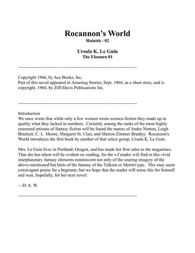 Rocannon's world